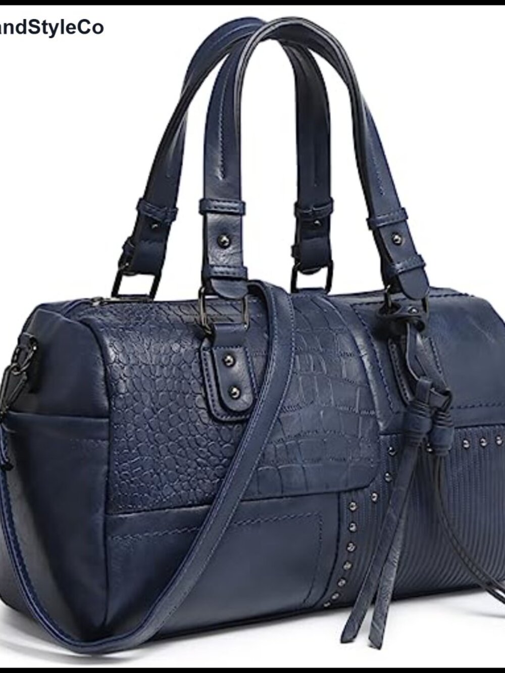Soft Vegan Leather Barrel Satchel Hobo Tote with Top Handle and Shoulder Strap